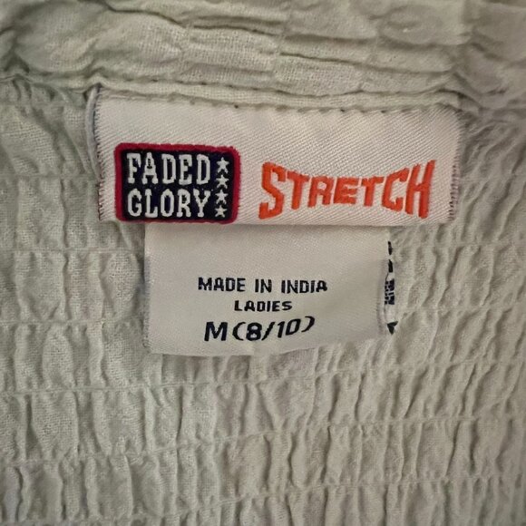 Faded Glory Stretch Women Medium Light Green Sleeveless Button Up Shirt - Picture 6 of 7